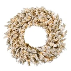 24" Warm White Dura-Lit® LED Frosted Gold Wreath