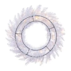 24" Pre-Lit Sparkle White Spruce Artificial Christmas Wreath, Warm White LED Lights -Michaels Shop D575290S 3