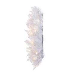 24" Pre-Lit Sparkle White Spruce Artificial Christmas Wreath, Warm White LED Lights -Michaels Shop D575290S 4