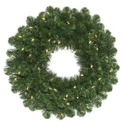 24" Pre-Lit Oregon Fir Artificial Christmas Wreath, Warm White LED Wide Angle Lights -Michaels Shop D575327S 1 1