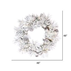 48" Pre-Lit Flocked Atka Artificial Christmas Wreath, Warm White Wide Angle 3mm LED Lights -Michaels Shop D575347S 2