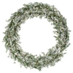 60" Pre-Lit Flocked Kiana Artificial Christmas Wreath, Warm White Dura-Lit® LED Mini Lights -Michaels Shop D575351S 2
