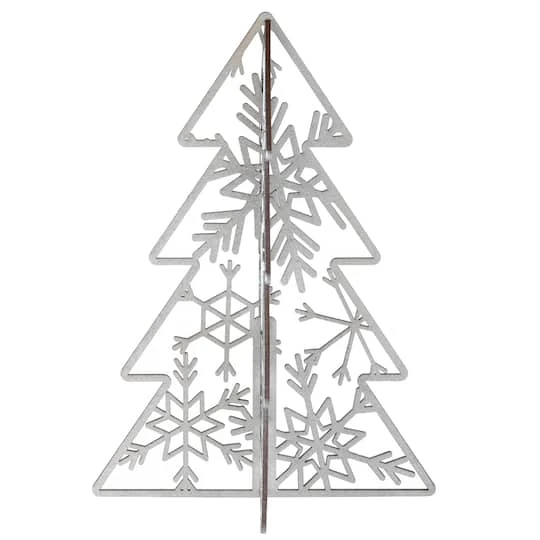 10" & 7" Silver Wood Christmas Trees Table Décor 6 10" & 7" Silver Wood Christmas Trees Table Décor - Image 4