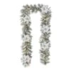 Glitzhome® 9ft. Pre-Lit Snow Flocked Greenery Pine Poinsettia Christmas Garland -Michaels Shop D652256S 1