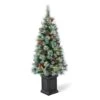 4ft. Pre-Lit Pine Artificial Christmas Porch Tree, Warm White LED Lights -Michaels Shop D652274S 1