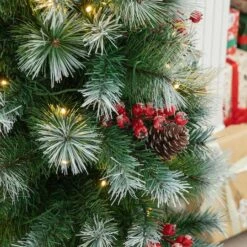 4ft. Pre-Lit Pine Artificial Christmas Porch Tree, Warm White LED Lights -Michaels Shop D652274S 4