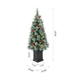 4ft. Pre-Lit Pine Artificial Christmas Porch Tree, Warm White LED Lights -Michaels Shop D652274S 7