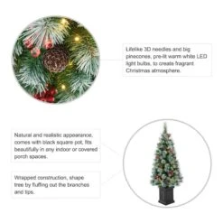 4ft. Pre-Lit Pine Artificial Christmas Porch Tree, Warm White LED Lights -Michaels Shop D652274S 8