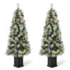 2 Pack 5ft. Pre-Lit Pine Artificial Christmas Porch Tree, Warm White LED Lights