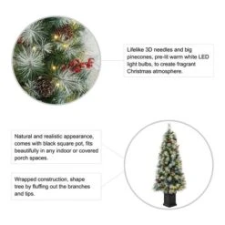 2 Pack 5ft. Pre-Lit Pine Artificial Christmas Porch Tree, Warm White LED Lights -Michaels Shop D652277S 7