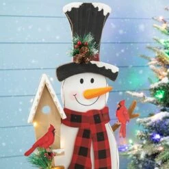 Glitzhome® 36'' Lighted Wooden Snowman Porch Décor -Michaels Shop D652321S 5
