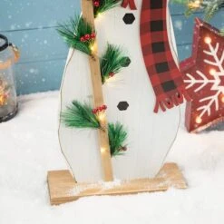 Glitzhome® 36'' Lighted Wooden Snowman Porch Décor -Michaels Shop D652321S 6