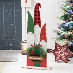 Glitzhome® 34.75'' Wooden Gnome Family Porch Décor -Michaels Shop D652323S 4