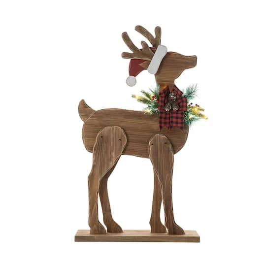 Glitzhome® 36'' Chunky Wood Reindeer Porch Décor 4 Glitzhome® 36'' Chunky Wood Reindeer Porch Décor - Image 2
