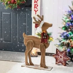 Glitzhome® 36'' Chunky Wood Reindeer Porch Décor 16 Glitzhome® 36'' Chunky Wood Reindeer Porch Décor -Michaels Shop D652324S 5