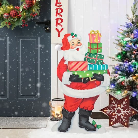 Glitzhome® 36'' Wooden Santa Gifts Porch Décor 6 Glitzhome® 36'' Wooden Santa Gifts Porch Décor - Image 4