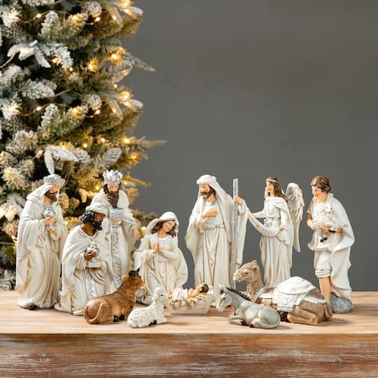 Glitzhome® Ivory Resin Nativity Figurine Set 5 Glitzhome® Ivory Resin Nativity Figurine Set - Image 3