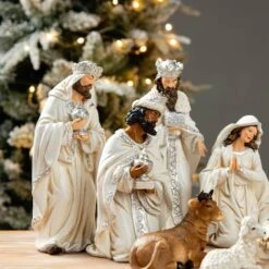 Glitzhome® Ivory Resin Nativity Figurine Set 14 Glitzhome® Ivory Resin Nativity Figurine Set -Michaels Shop D652339S 3
