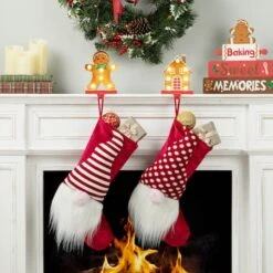 Glitzhome® Marquee LED Gingerbread House & Gingerbread Man Christmas Stocking Holder Set -Michaels Shop D652344S 4