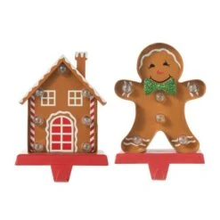 Glitzhome® Marquee LED Gingerbread House & Gingerbread Man Christmas Stocking Holder Set -Michaels Shop D652344S 7