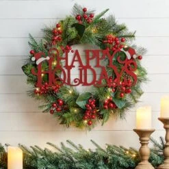 Glitzhome® 24'' HAPPY HOLIDAYS Metal Christmas Wall Décor -Michaels Shop D652347S 2