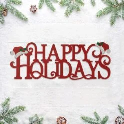 Glitzhome® 24'' HAPPY HOLIDAYS Metal Christmas Wall Décor -Michaels Shop D652347S 3