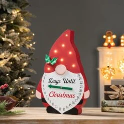 Glitzhome® 15'' Lighted Wooden Christmas Gnome Countdown Calendar -Michaels Shop D652350S 2