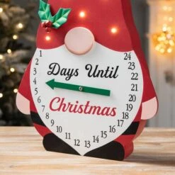 Glitzhome® 15'' Lighted Wooden Christmas Gnome Countdown Calendar -Michaels Shop D652350S 4