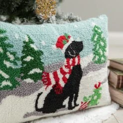 Glitzhome® Hooked Christmas Dog Pillow -Michaels Shop D652353S 4