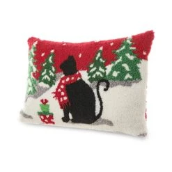 Glitzhome® Hooked Christmas Cat Pillow -Michaels Shop D652355S 5