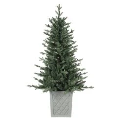 4.5ft. Pre-Lit Barcelona Blue Spruce Artificial Christmas Tree In Pot, Warm White LED Lights -Michaels Shop D655071S 2