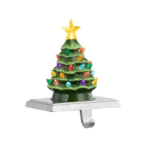 Green Tree Illuminated Stocking Hanger 3 Green Tree Illuminated Stocking Hanger