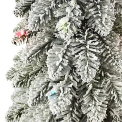 4ft. Pre-Lit Flocked Alpine Artificial Christmas Tree, Multicolor Lights -Michaels Shop D659586S 2