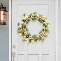 24" Pre-Lit Twinkling LED Glitter Accent Wreath -Michaels Shop D659612S 3