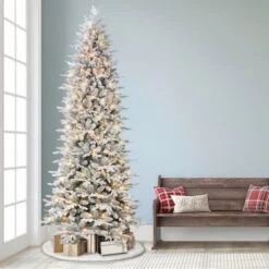 9ft. Pre-Lit Flocked Northern Fir Artificial Christmas Tree, Clear Incandescent Lights -Michaels Shop D659682S 3