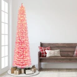 7.5ft. Pre-Lit Fashion Pink Flocked Artificial Christmas Tree, Clear Incandescent Lights -Michaels Shop D659692S 3