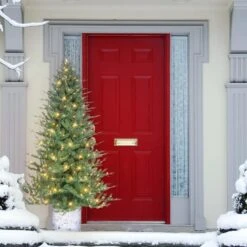 7.5ft. Pre-Lit Potted Artificial Christmas Tree, Clear Incandescent Lights 10 7.5ft. Pre-Lit Potted Artificial Christmas Tree, Clear Incandescent Lights -Michaels Shop D659697S 3