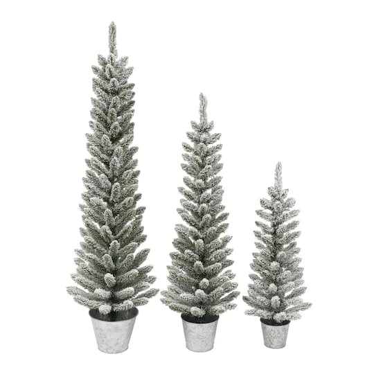 3ft., 4ft., & 5ft. Unlit Flocked Artificial Potted Christmas Trees 4 3ft., 4ft., & 5ft. Unlit Flocked Artificial Potted Christmas Trees - Image 2