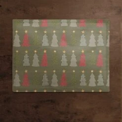 Green Tree Pattern Cotton Twill Placemat 7 Green Tree Pattern Cotton Twill Placemat -Michaels Shop D662442S 2