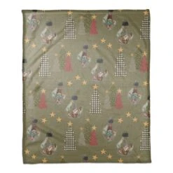Green Tree & Globe Pattern Coral Fleece Blanket