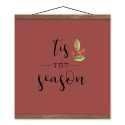 Red Tis The Season Hanging Canvas In Teak Frame -Michaels Shop D662563S 1 1