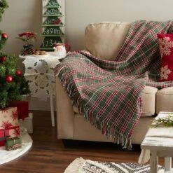 DII® O Christmas Tree Plaid Recycled Cotton Throw -Michaels Shop D663092S 5