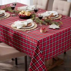 DII® 52" Glad Tidings Plaid Tablecloth -Michaels Shop D666783S 4