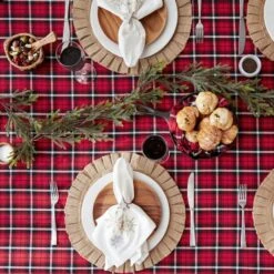 DII® 52" Glad Tidings Plaid Tablecloth -Michaels Shop D666783S 5