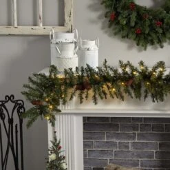 6ft. Pre-Lit Mixed Alaskan Pine & Pinecones Artificial Christmas Garland -Michaels Shop D670876S 15