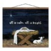 All Is Calm All Is Bright Nativity Teak Hanging Canvas -Michaels Shop D673229S 1