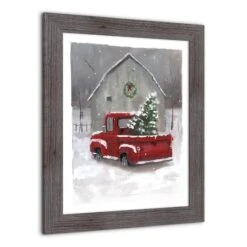 Snowy Christmas Truck Western Gray Framed Print -Michaels Shop D673237S 2