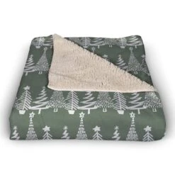 Sage Christmas Tree Pattern Sherpa Fleece Blanket -Michaels Shop D673253S 2
