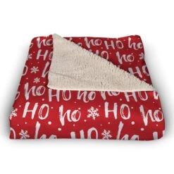 Ho Ho Ho Pattern Sherpa Fleece Blanket -Michaels Shop D673254S 2