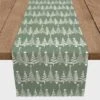 90'' Sage Christmas Tree Pattern Cotton Twill Runner
